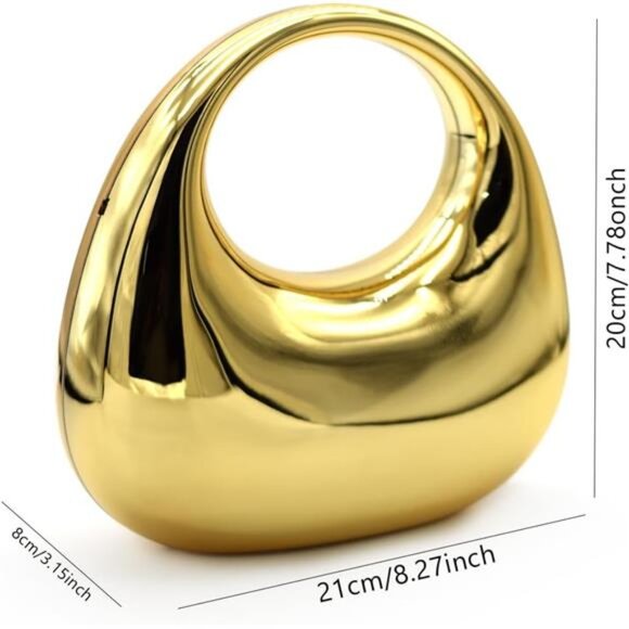 Acrylic Evening Clutch Purse Gold Metallic Purse Evening Handbags fashion Moon - Picture 6 of 8